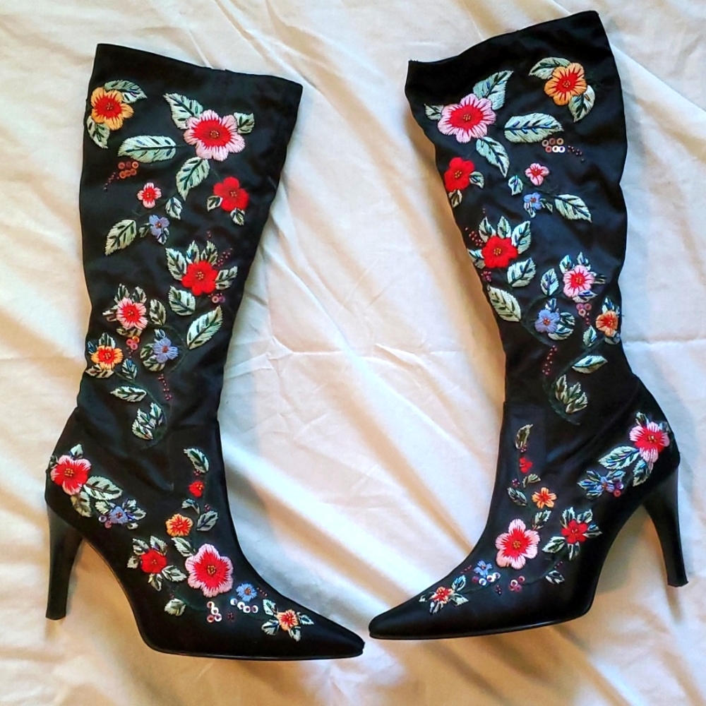 Beautiful floral embroidered beaded boots